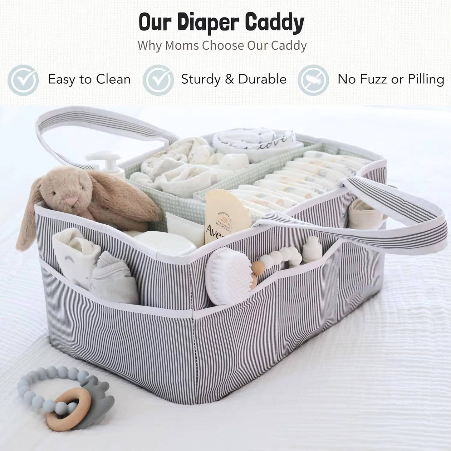 Large Baby Diaper Caddy Organizer Tote Bag