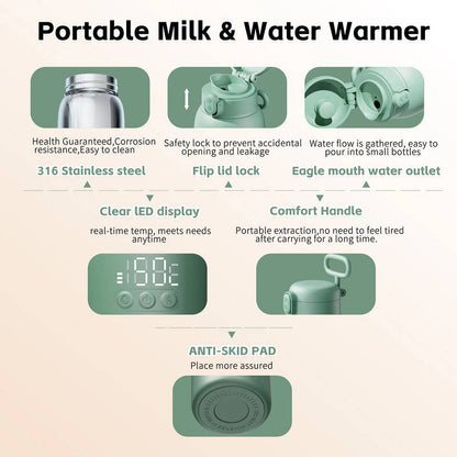 Portable Baby Bottle Warmer, 17oz Fast Heating