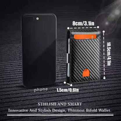 Mens Carbon Fiber RFID Bifold Card Wallet