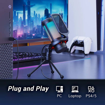 USB Gaming Microphone with RGB for PC & Console