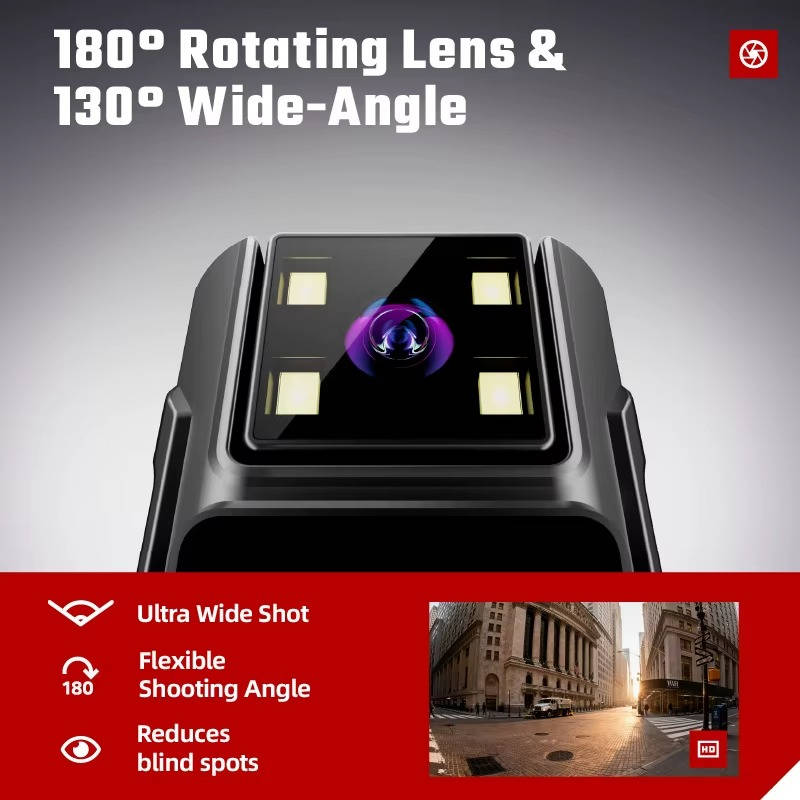 1080P HD Body Camera with Night Vision, 180° Lens