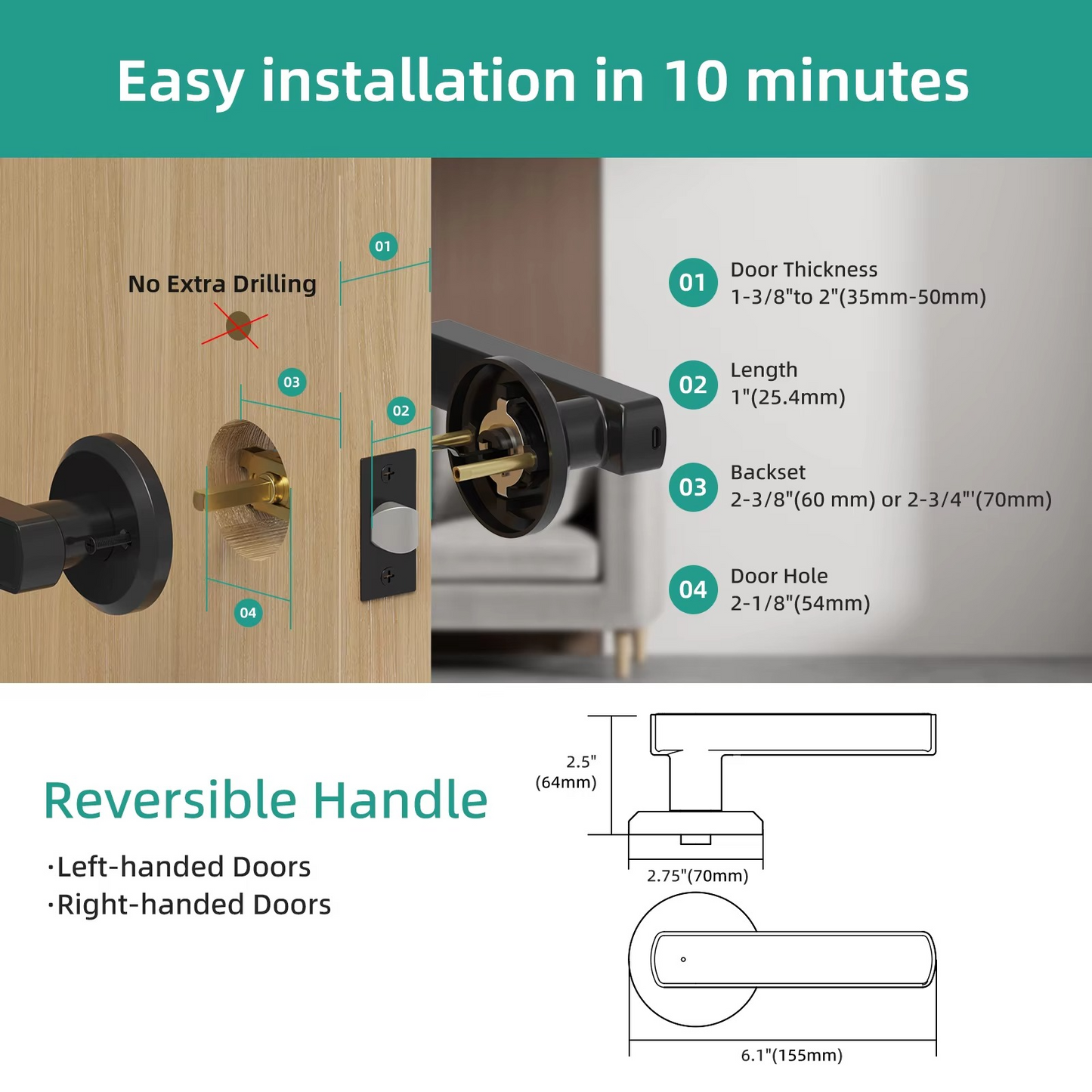 Keyless Entry Smart Door Lock with Handle