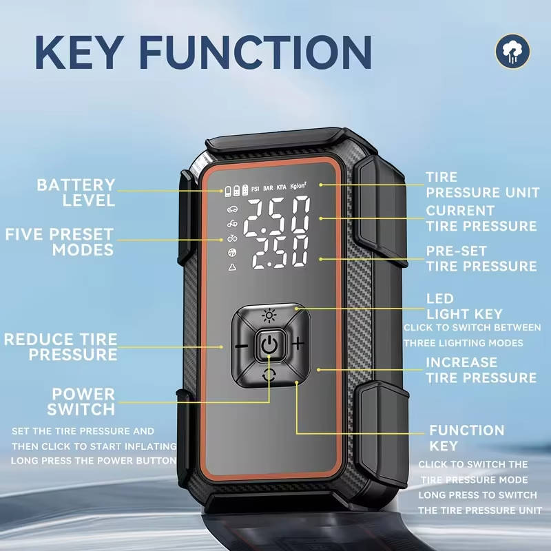 Portable Car Jump Starter 6000A with Air Pump