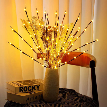 3 Pack USB Prelit Twig Lights, 60 LED Warm Glow