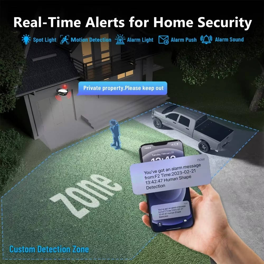 4K 8MP Outdoor WiFi Security Camera, 180 View