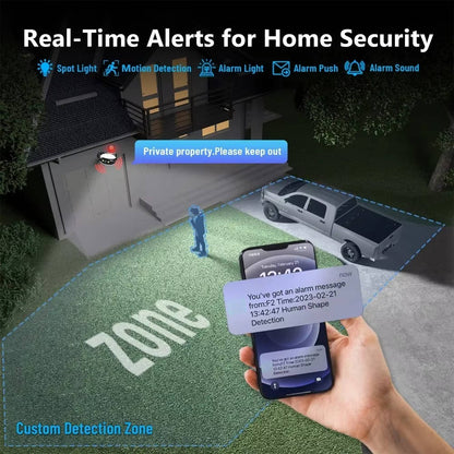 4K 8MP Outdoor WiFi Security Camera, 180 View