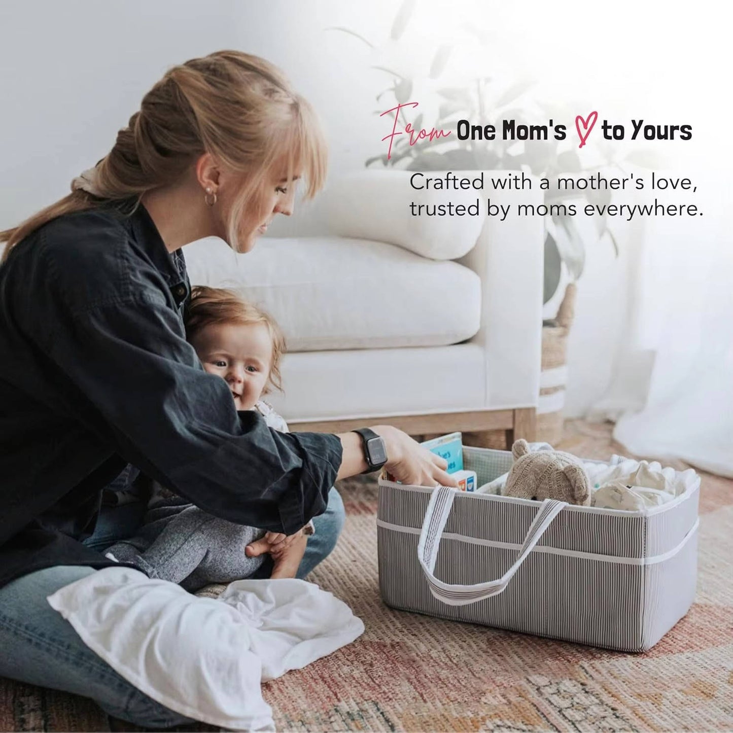 Large Baby Diaper Caddy Organizer Tote Bag