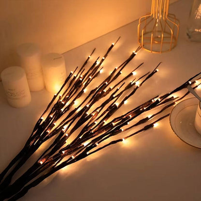 3 Pack USB Prelit Twig Lights, 60 LED Warm Glow
