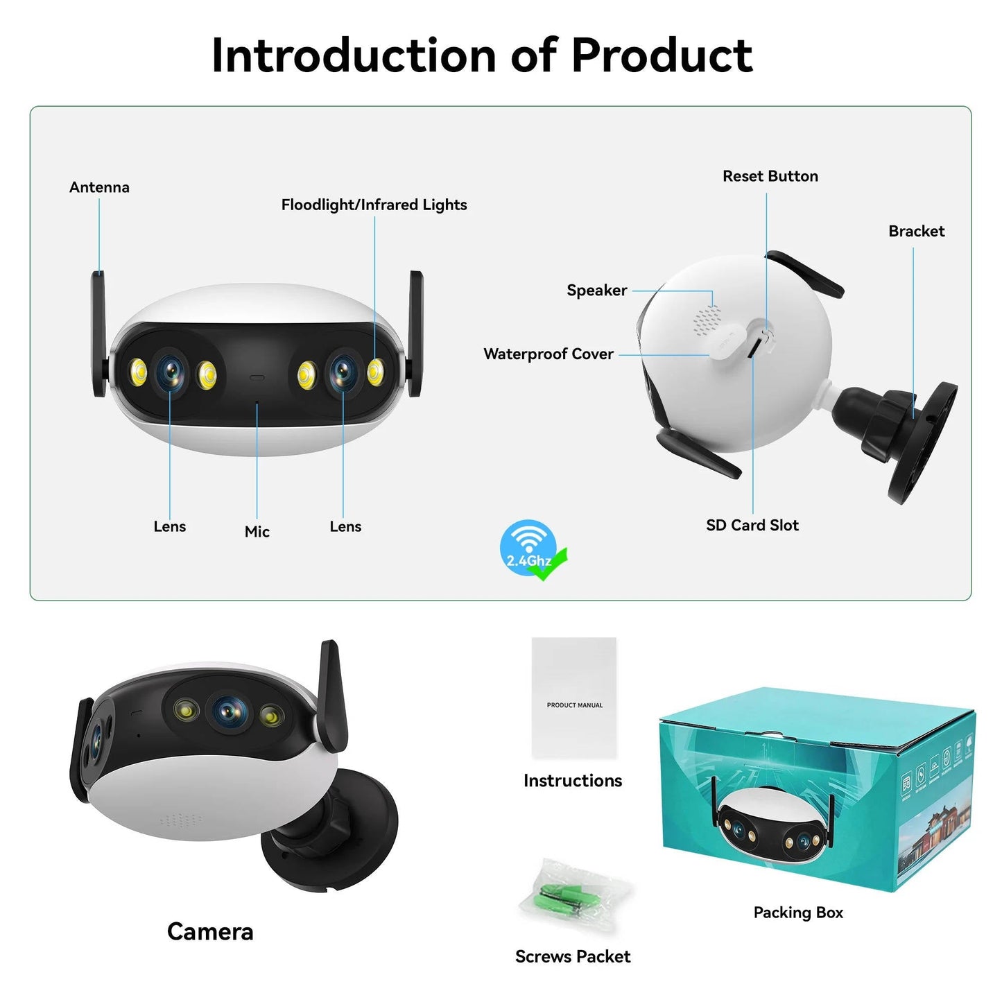 4K 8MP Outdoor WiFi Security Camera, 180 View