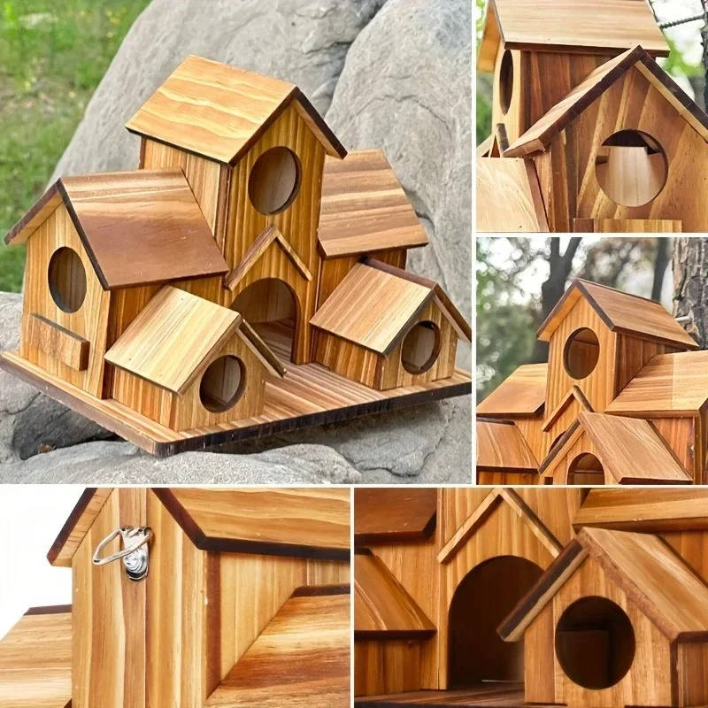 Natural Wooden Hanging Bird House