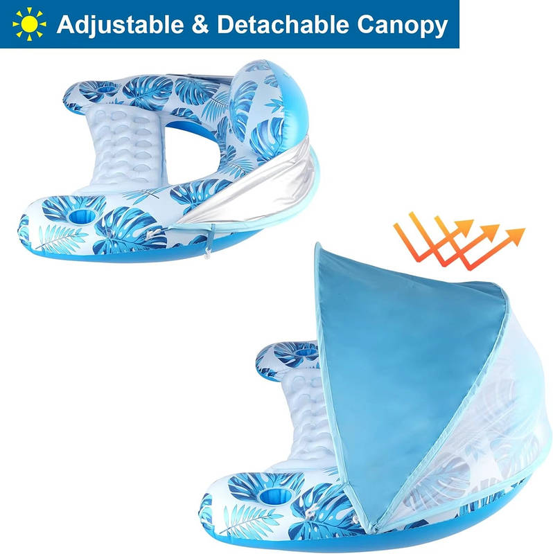 Adult Pool Float Chair with Canopy & Cup Holder
