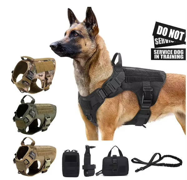 Tactical Military Dog Vest Harness Set