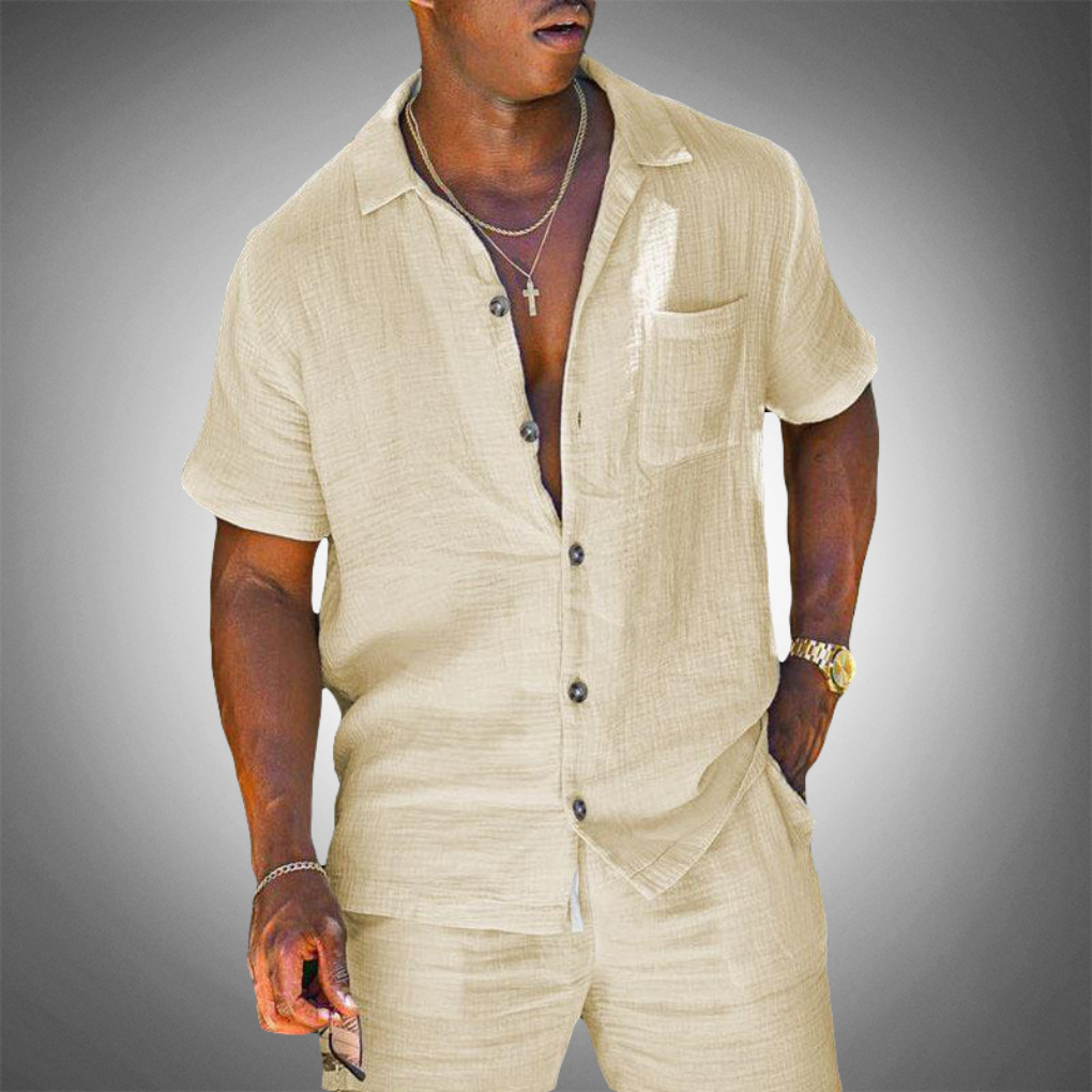 Men's Breathable Linen Shirt & Trousers Set