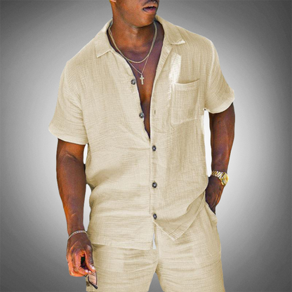 Men's Breathable Linen Shirt & Trousers Set