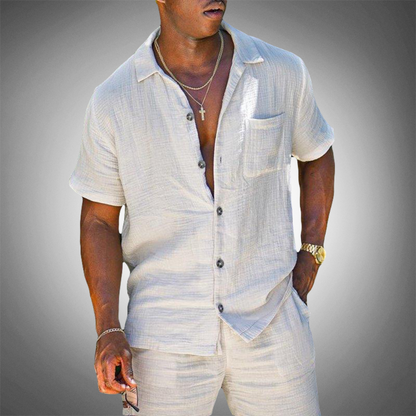 Men's Breathable Linen Shirt & Trousers Set
