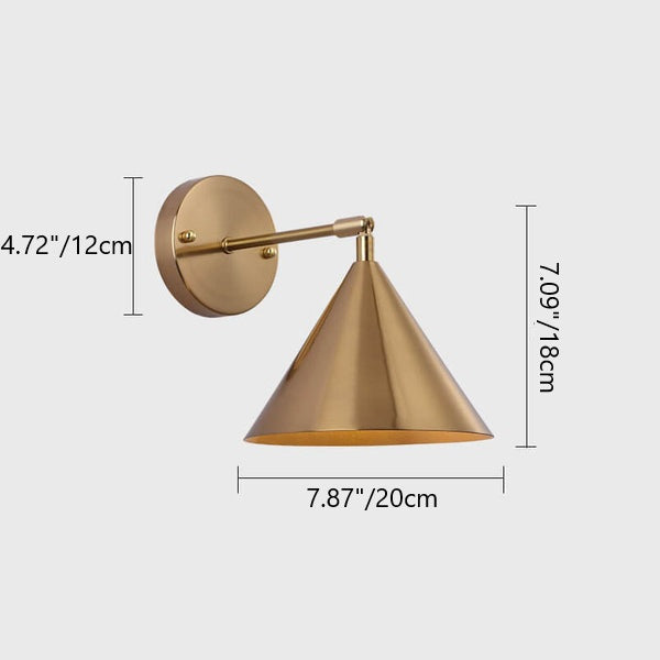 Iron Plated Brass Cone Round 1-Light Wall Sconce Lamp