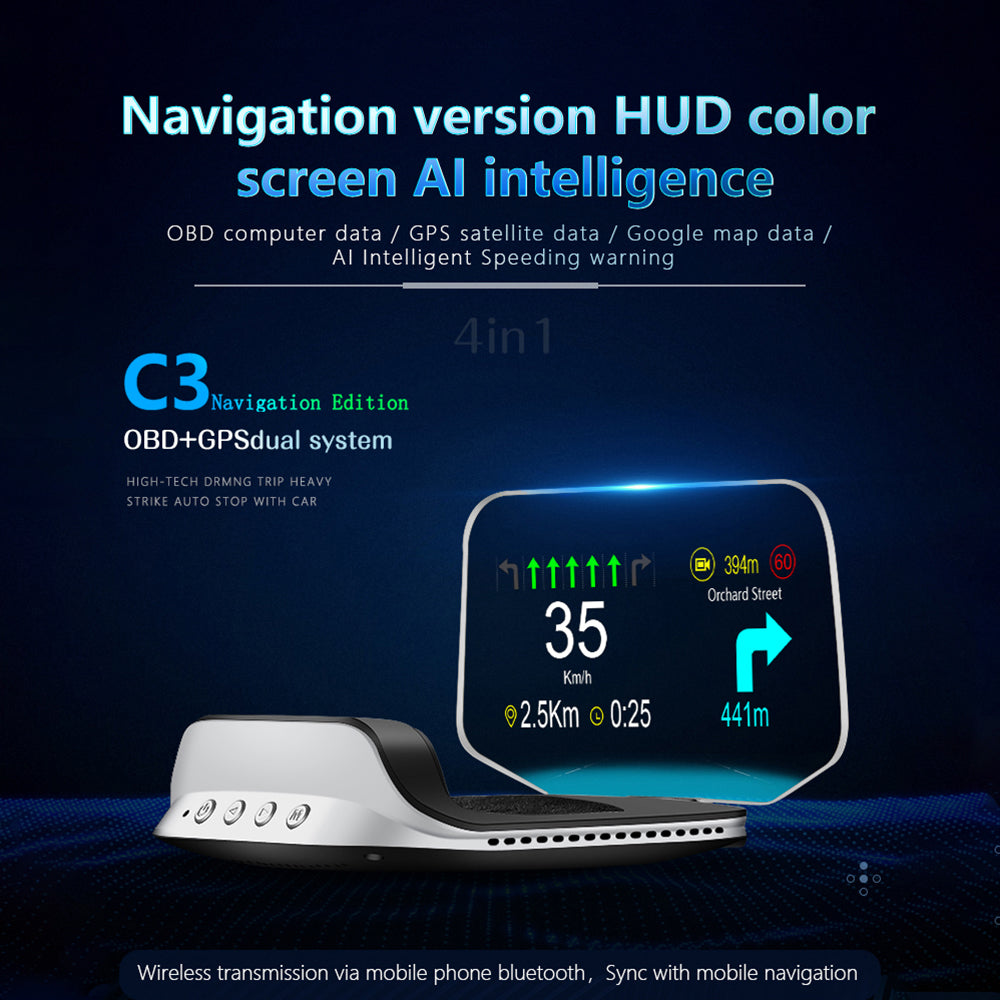 Head Up Display with GPS Navigation and Speed