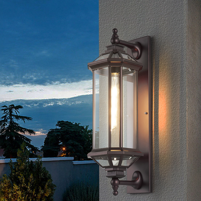 Octagonal Glass Aluminum 1-Light Wall Sconce Lamp