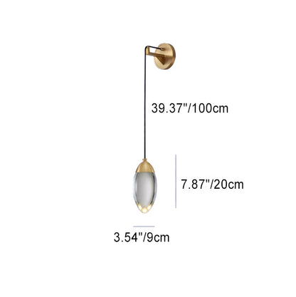 Copper Crystal Oval Waterdrop Design LED Wall Sconce Lamp