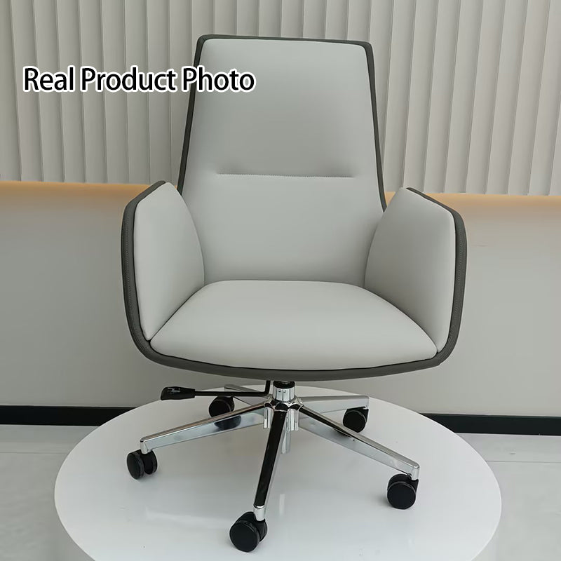 Mid-Back Leather Swivel Desk Chair