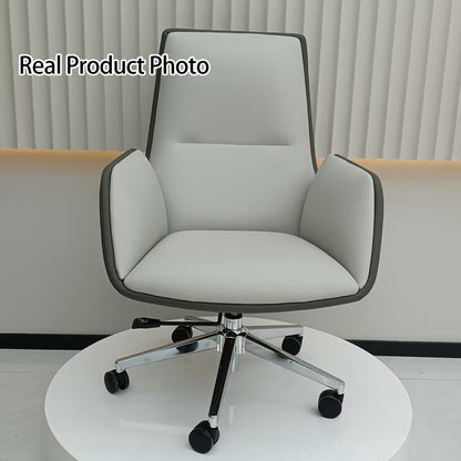 Mid-Back Leather Swivel Desk Chair