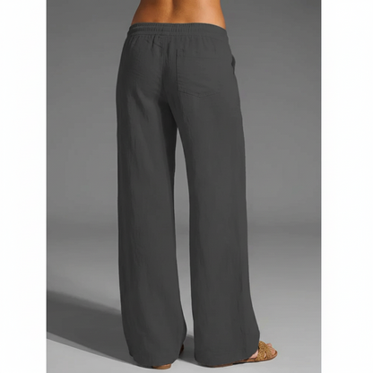 Women's Linen Cotton Trousers, Elastic Waist, Loose