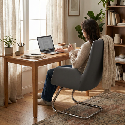 Wraparound Leather Mid-Back Office Chair