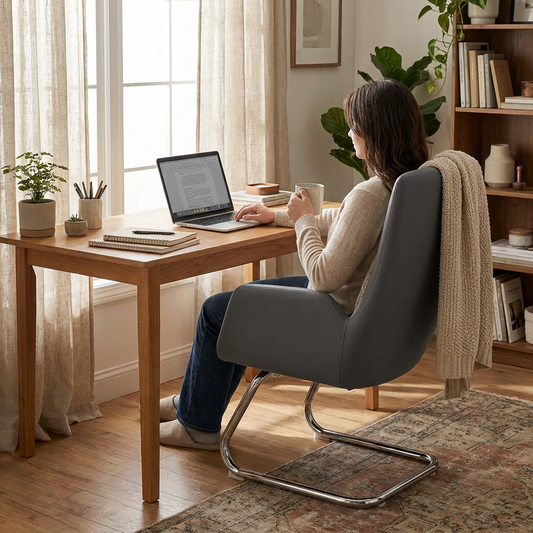 Wraparound Leather Mid-Back Office Chair