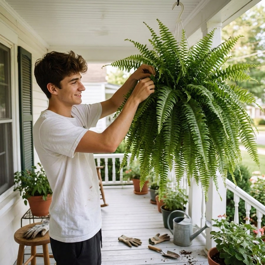 UV-Resistant Artificial Boston Fern lifestyle