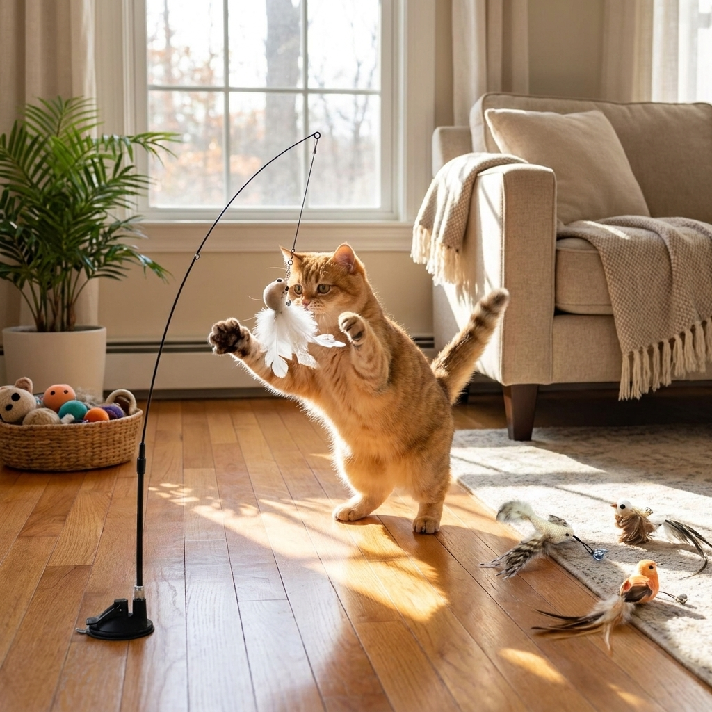 Bird Simulation Interactive Cat Toy Set lifestyle