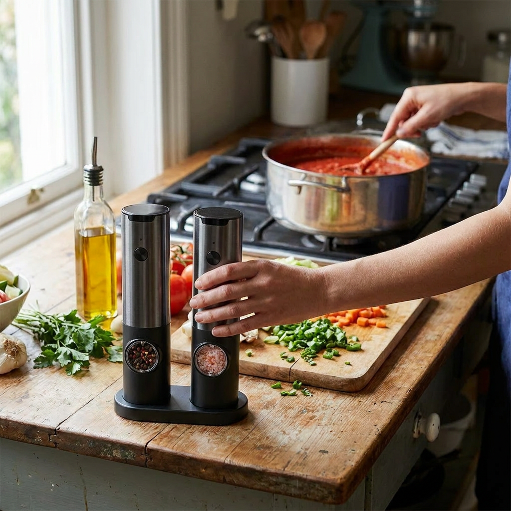 Electric Salt and Pepper Mill Grinder lifestyle