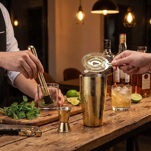 10-Piece Stainless Steel Cocktail Shaker Set lifestyle