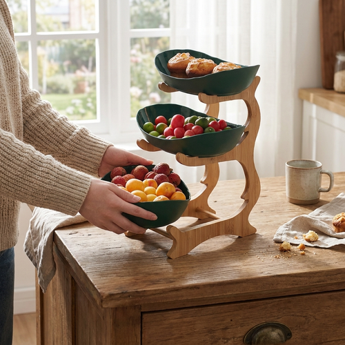 Multi-Tier Wooden Fruit Bowl lifestyle
