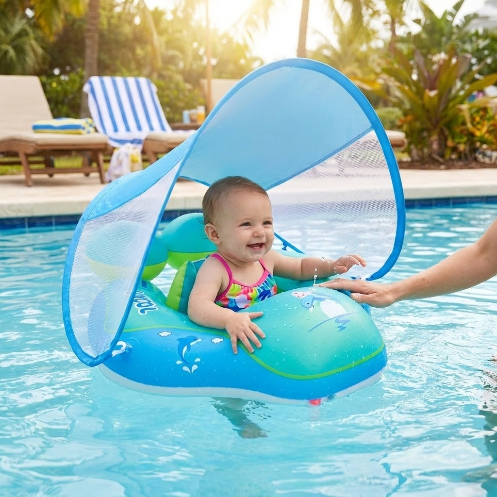 Baby Swim Float Canopy lifestyle