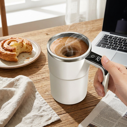 Rechargeable Mug with Built-in Stirring lifestyle