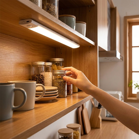 Motion sensor LED light in cabinet — lifestyle