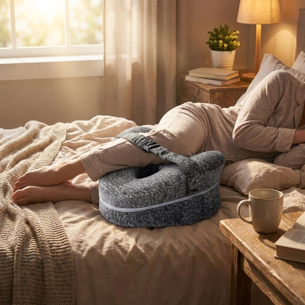 Leg pillow between knees in bed — lifestyle