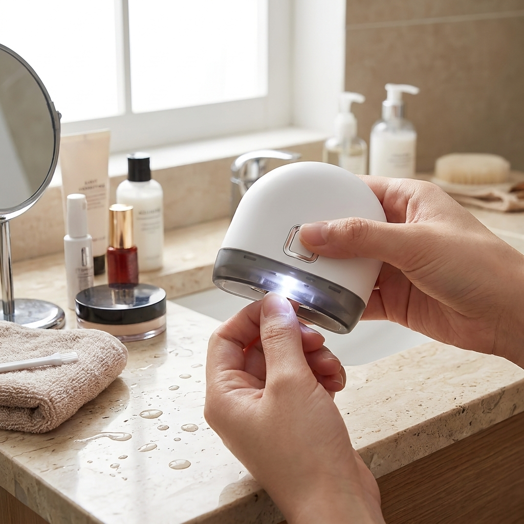 Electric nail clipper trimming nails — lifestyle