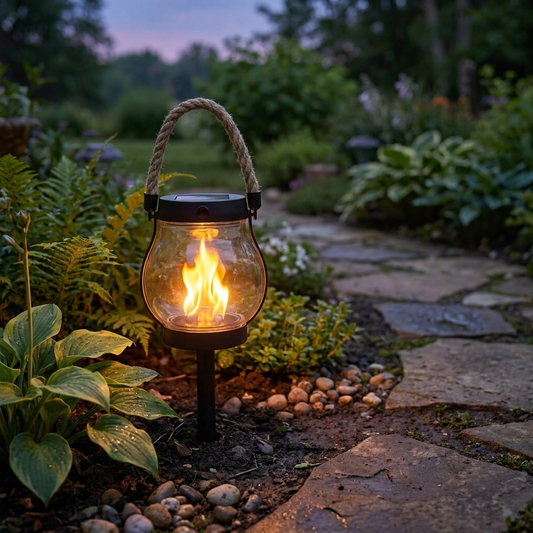 Solar flame lantern — lifestyle