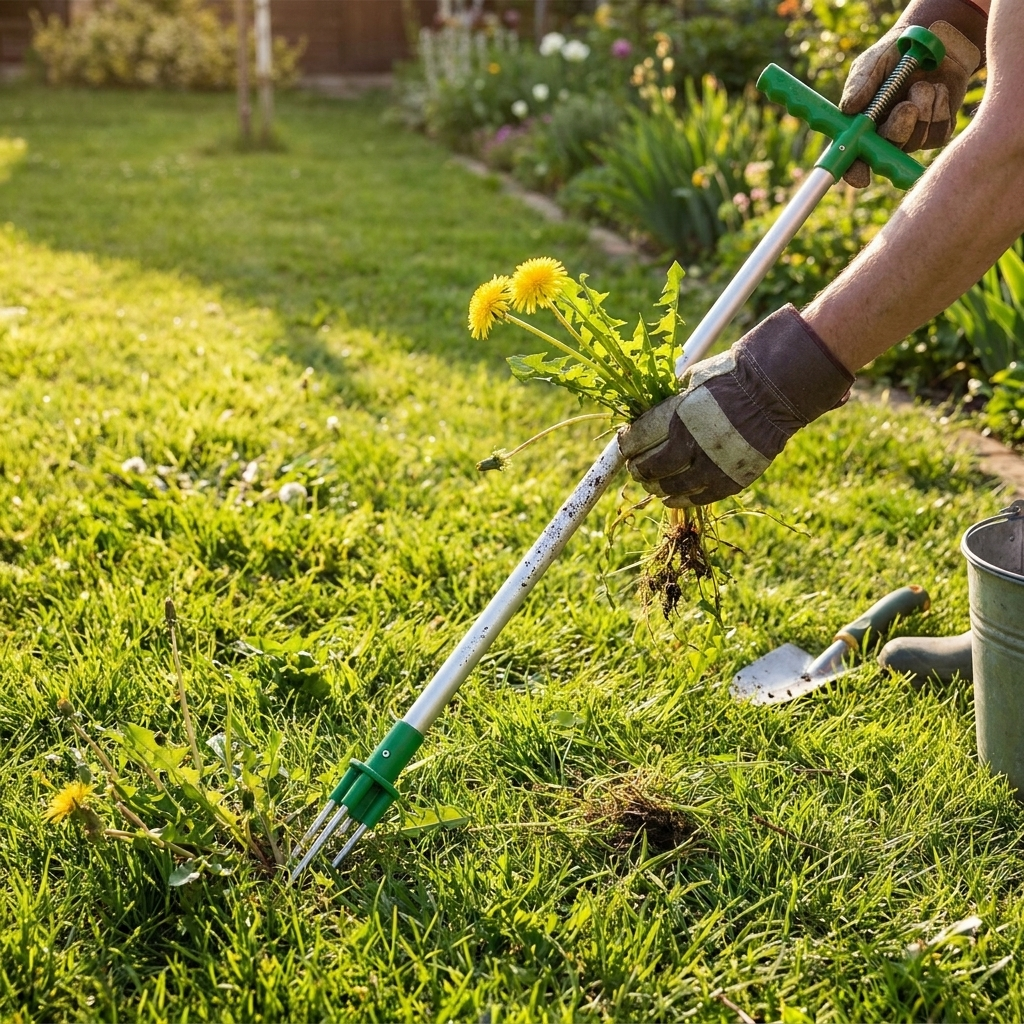 Standing weed puller — lifestyle