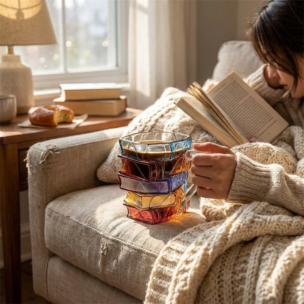 Book spine mug — lifestyle