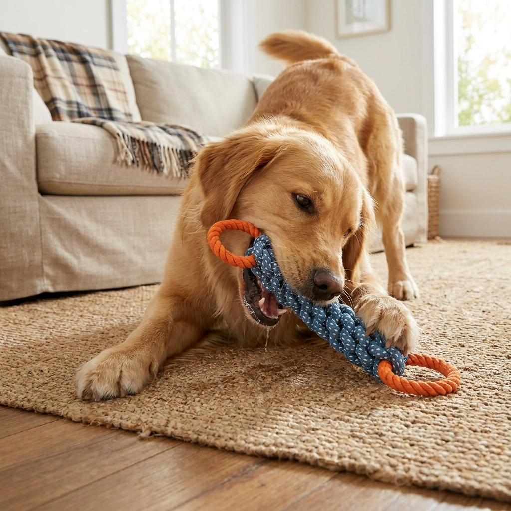 Rope chew dog toy — lifestyle