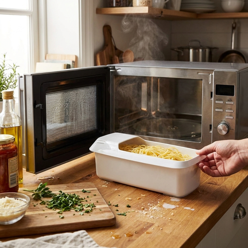 Microwave pasta cooker — lifestyle