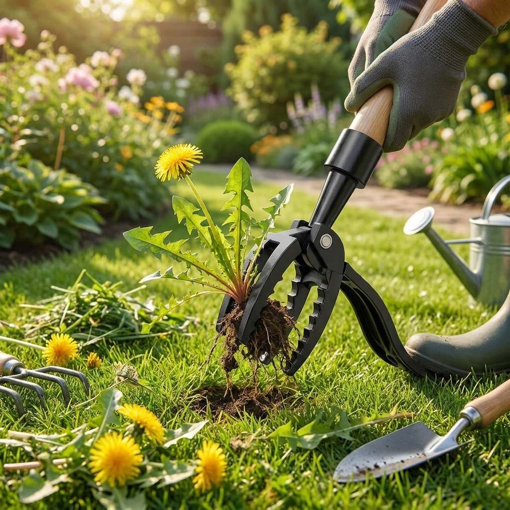Stand-up weed puller — lifestyle