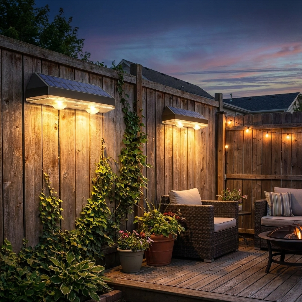 Solar fence lights — lifestyle