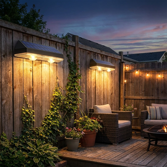 Solar fence lights — lifestyle