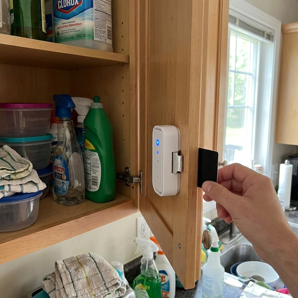 Magnetic cabinet lock — lifestyle