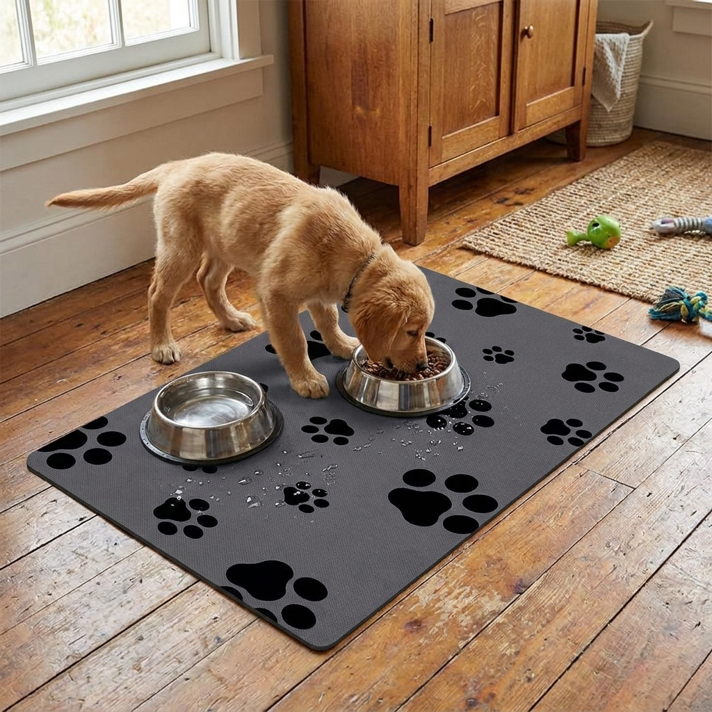Dog food mat — lifestyle