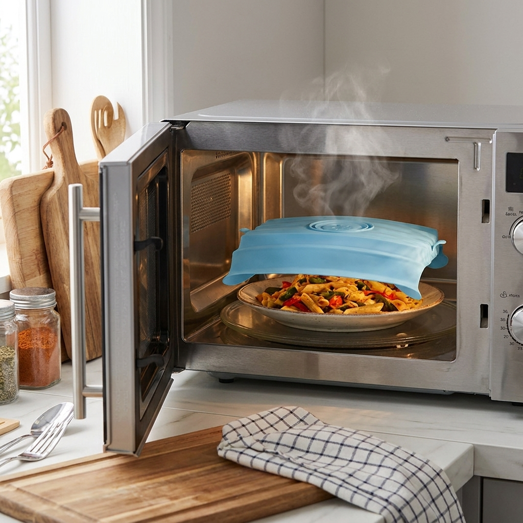 Silicone microwave cover — lifestyle