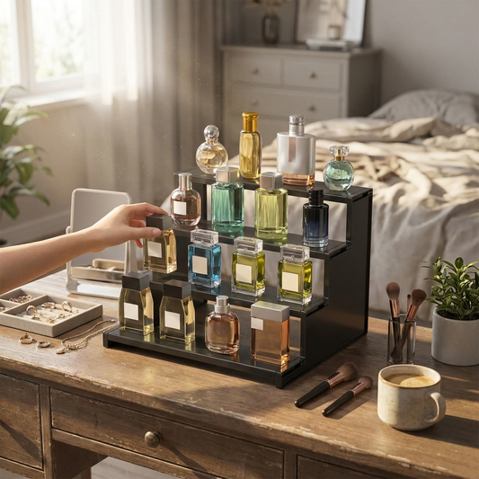 Perfume display stand — lifestyle
